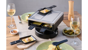 Kabelloser Raclette-Aufsatz SIERRE von Kisag sorgt für sicheren Genuss - drinnen wie draussen