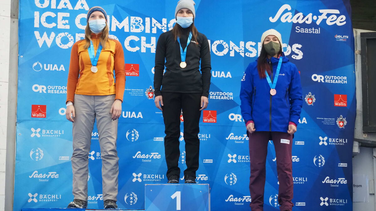 Erste Medaillenvergabe an den Ice Climbing Weltmeisterschaften in Saas