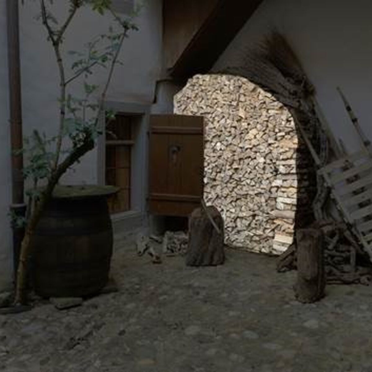 Museum Lindwurm by night Lichtinstallation und Klangperformance quer